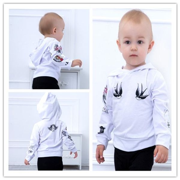 

girl boy swallow printed long sleeve hoodies with hat baby spring and autumn hoodie kids clothes zht 098, Black