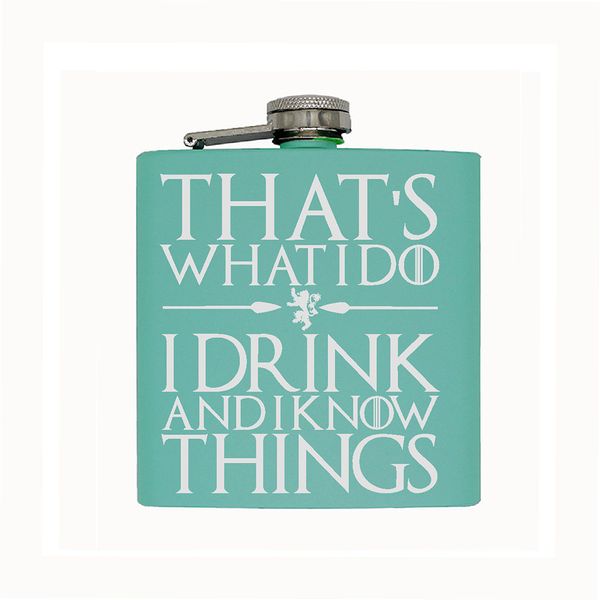 

1 piece 6oz i drink and i know things hip flask stainless steel individual flask
