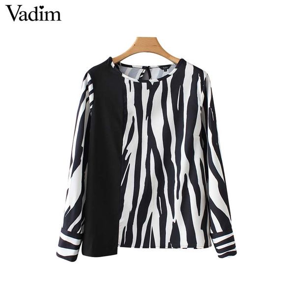 

vadim women stylish striped patchwork blouses long sleeve o neck basic shirts ladies streetwear casual blusas la291, White