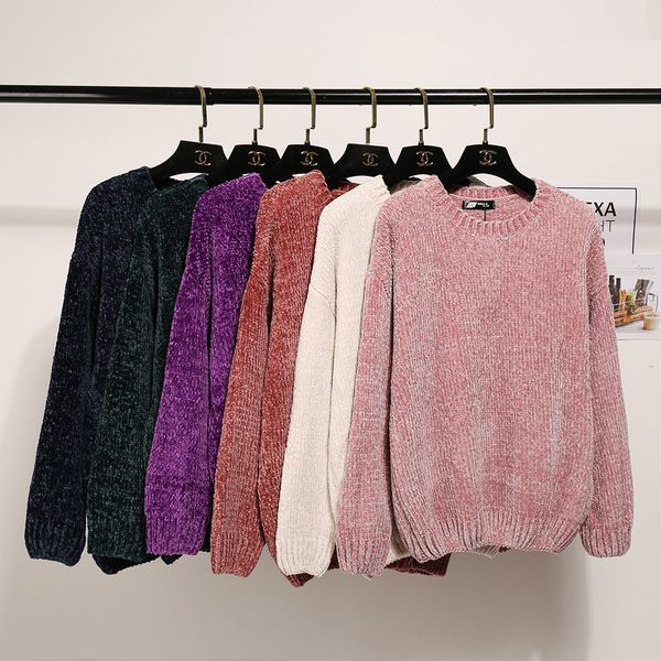 

fashion winter o-neck warm sweater women 2018 long sleeve knitted sweaters and pullovers female jumper tricot pull femme, White;black