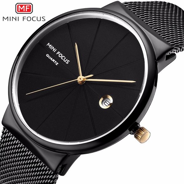 

fashion business brand men watches stainless steel strap quartz watch mini focus new 2018 casual clock relogio masculino, Slivery;brown