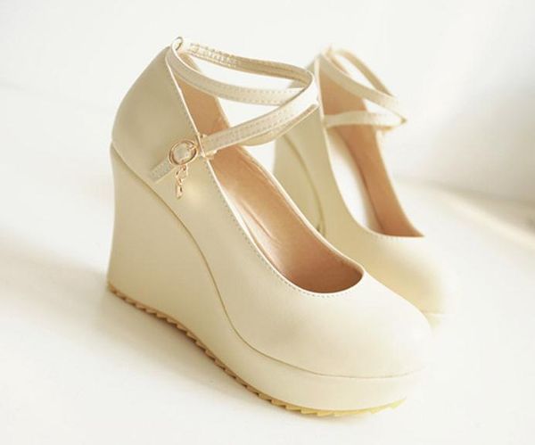 

send 2016 spring fashion new style waterproof table slope heel korean women's shoes, Black