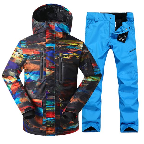 

gsou snow skiing suit men's winter windproof warm thick snow suit outdoor waterproof breathable ski jacket ski pants for men