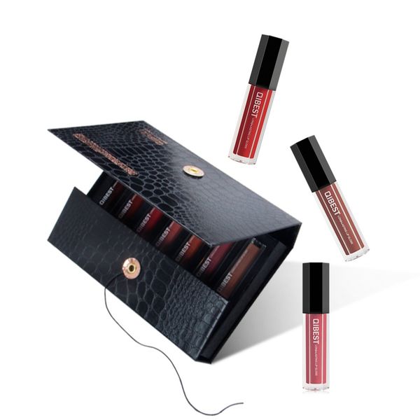 

7 color/lot lip gloss matte waterproof pigment red lipgloss velvet liquid lipstick lip tint makeup 2 style qigift kit