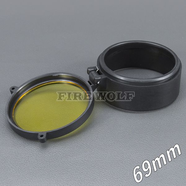 

69mm Flashlight Cover Scope Cover Rifle Scope lens Cover Internal diameter 69mm Transparent yellow glass hunting