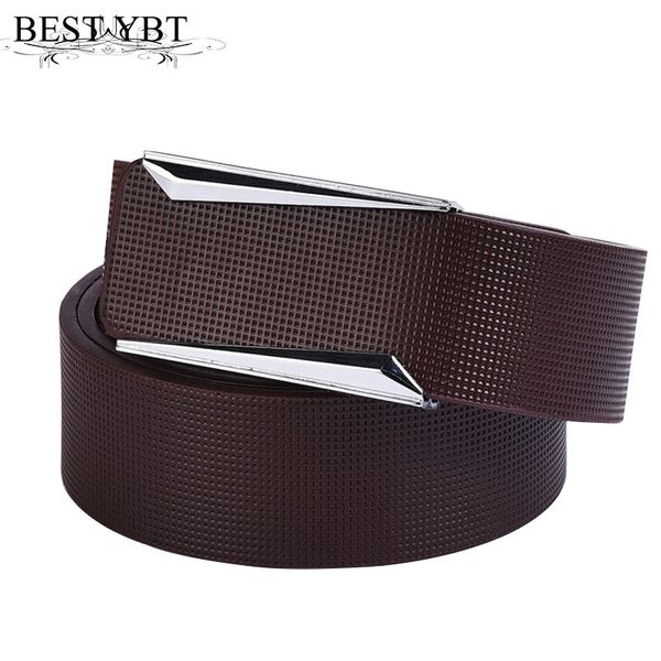 

ybt new men belt imitation leather alloy smooth buckle belt fashion casual selling personality, Black;brown