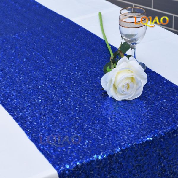

3mm sequin table runner elegant royal blue table flag party supplies fabric decoration for home wedding birthday baby shower