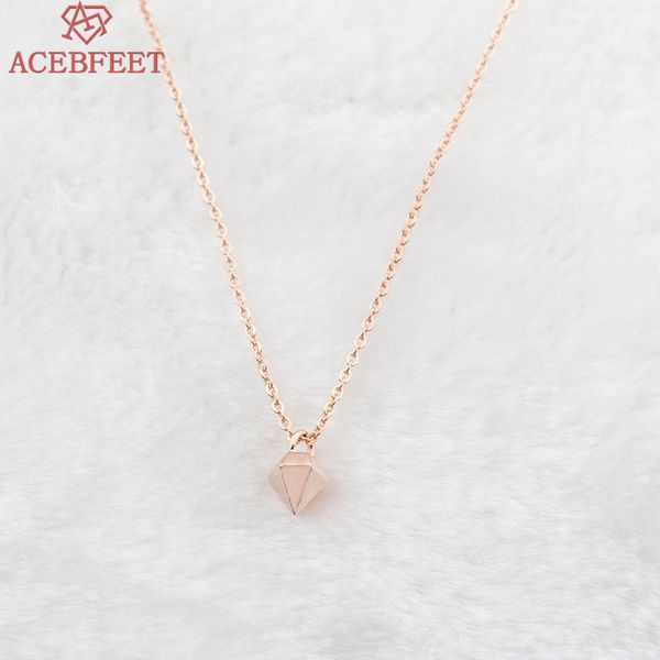 

acebfeet rose gold necklace vintage jewelry stainless steel chain collares geometric cone pendant collier women pendentif, Silver