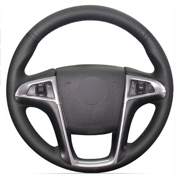 

leather steering wheel hand-stitch on wrap cover for chevy equinox 2010-2016