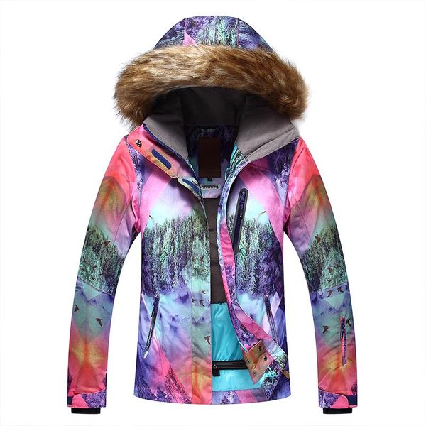 

women snow jacket outdoor sports snowboarding jacket 10k waterproof windproof winter mountaineering snow clothing new hair cap