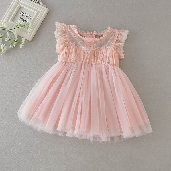 

summer new baby girl christening gown first birthday chiffon lace princess baptism dress toddler baby clothing 9772bb, Red;yellow