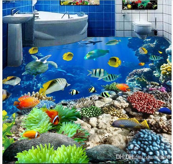 

3d pvc flooring custom p waterproof floor wall sticker beautiful underwater world tropical life living room 3d wall murals wallpaper