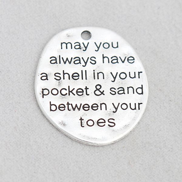 

alloy message charms may you always have a shell in your pocket & sand between your toes dog tag charms 50pcs/lot aac1271, Bronze;silver