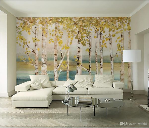 

3d room wallpaper custom p non-woven mural nordic style birch grove painting tv background wall p wallpaper for walls 3 d