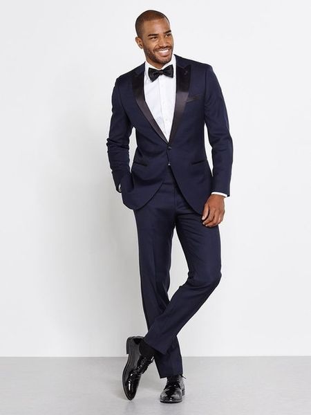 

mens navy slim fit lapel wedding 2 piece suit formal casual single breasted groomsman prom business suit blazer, White;black