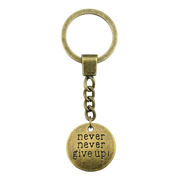 

6 pieces key chain women key rings car keychain for keys never never give up 20mm, Slivery;golden