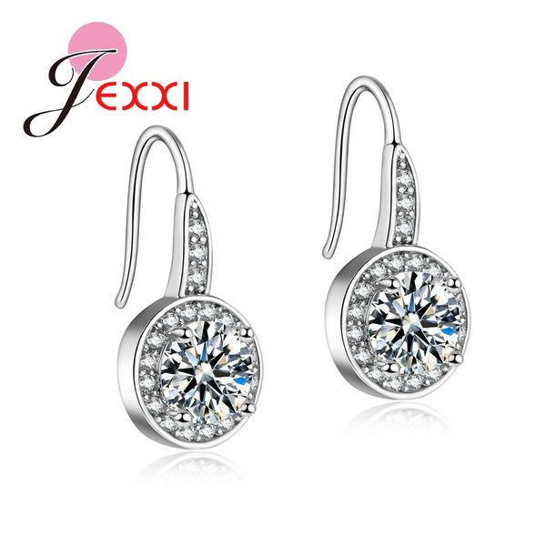 

jemmin fashion 925 sterling silver clear exquisite cubic zirconia earrings for women gift round jewerly bijoux femme quality, Golden;silver