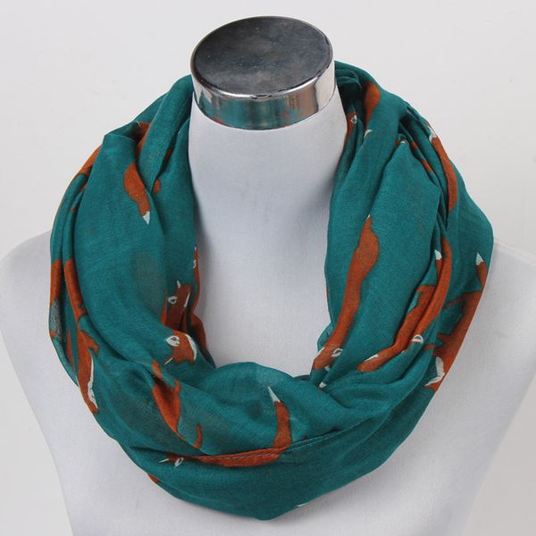 

womens infinity scarfs jeouly brand new winter lady ring scarf femal fox animal print collar scarves ing, Blue;gray
