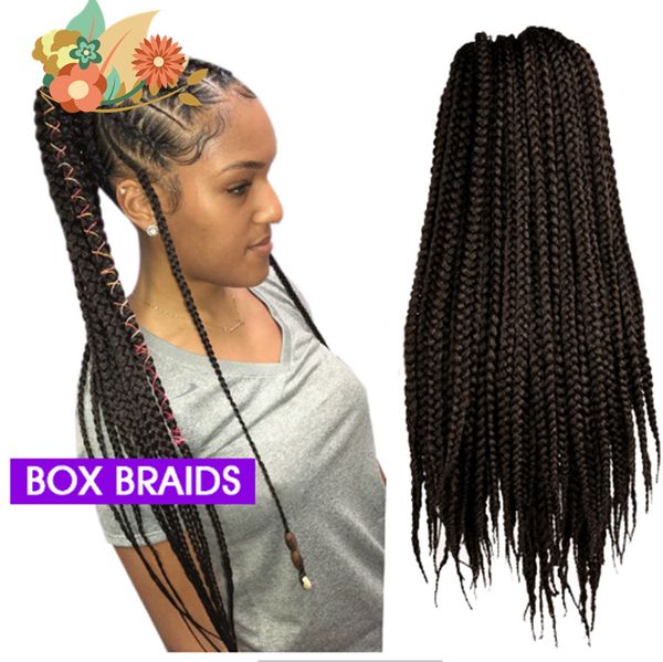

extensions 12" 18" 22" crochet box braids synthetic hairs 12 roots pure colors crochet braiding hair 90-100 g 1 pack/lot, Black
