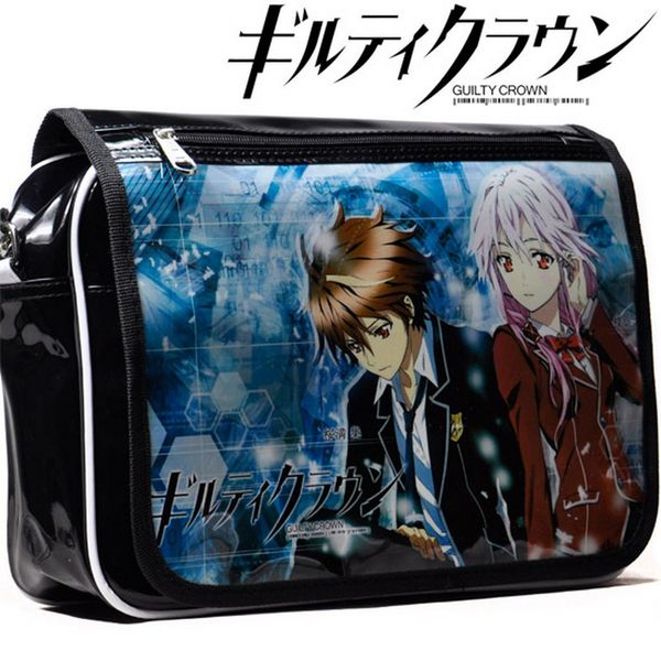 

meancat japanese anime cartoon guilty crown shoulder bag guilty crown souvenir leather messenger bag for school, work, shopping