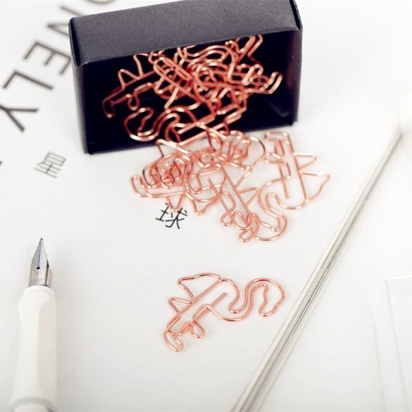 

1pcs supply wholesale creative new products gold paper clip diamond flamingo bones metal clips clips