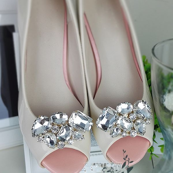 

shoes flower charms bridal high-heel pumps accessories crystal diamond shoe clips clog fashion wedding decoration buckle shoes clip, White;pink