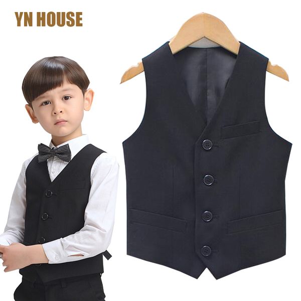 

2017 boys vest children waistcoat formal vest kids clothes kids wedding prom fashion boys waistcoat performance navy black, White