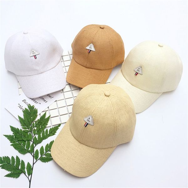 

korean version girl sport wind cap hiking caps triangular mark baseball cap spring summer pure color shading men peaked, Black;white