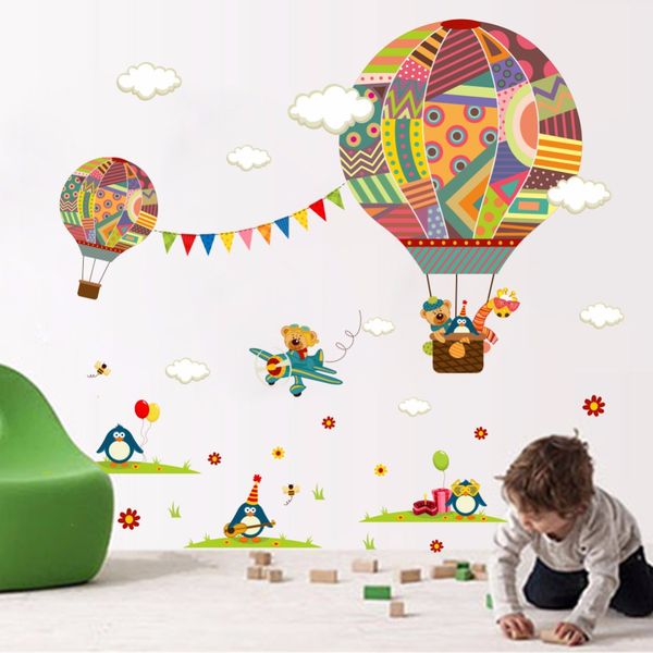 

3d wallpaper cartoon cute air balloon wall sticker kid's room personality creative bedroom living room decorative murals
