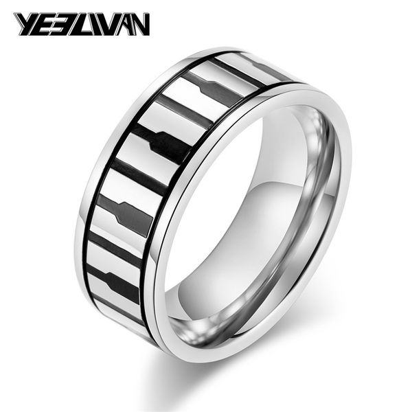 

design rose gold dripping oil black piano ring titanium steel sier color punk music rings for men women lapis lazuli, Golden;silver