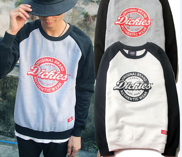 

контрастный цвет пуловер с капюшоном с длинными рукавами футболки мужчины женщины дик печати круглый вырез high street мода толстовка теплые, Black