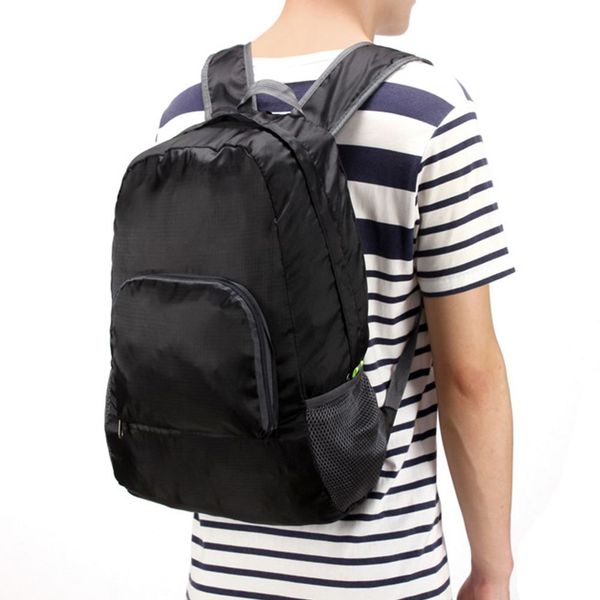 

travel backpaczipper soild nylon back pack daily traveling women men shoulder bags folding bag