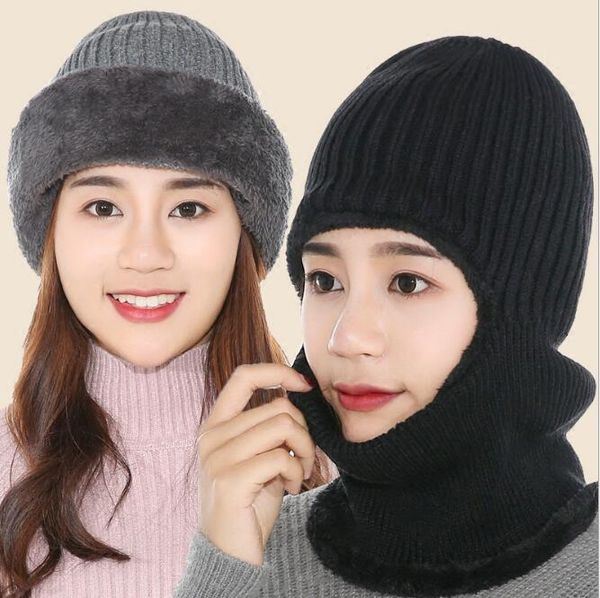 

winter hat solid color knit cap outdoor warm bib duck tongue cap fashion joker ear protector neck hood boy girls hats, Yellow