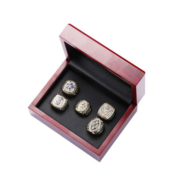 

5pcs 1971 1977 1992 1993 1995 cowboys championship ring size 11 souvenir men fan gift wholesale, Golden;silver