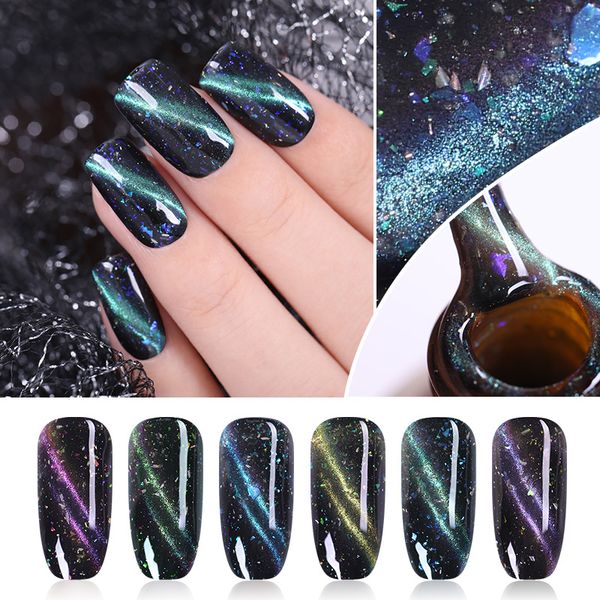 

ur sugar 7.5ml luminous magnetic 3d cat eye gel polish starry glitter uv gel lacquer soak off uv varnish black based need, Red;pink