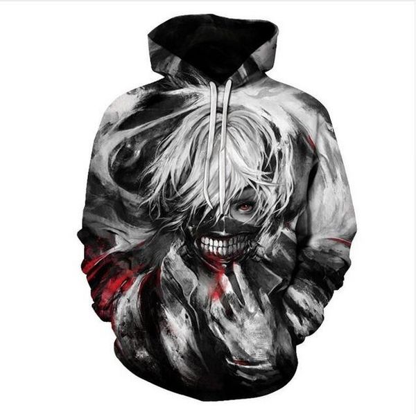

new fashion men women anime tokyo ghoul funny 3d sweatshirts hoodies autumn winter casual print hooded pullovers lm0229, Black