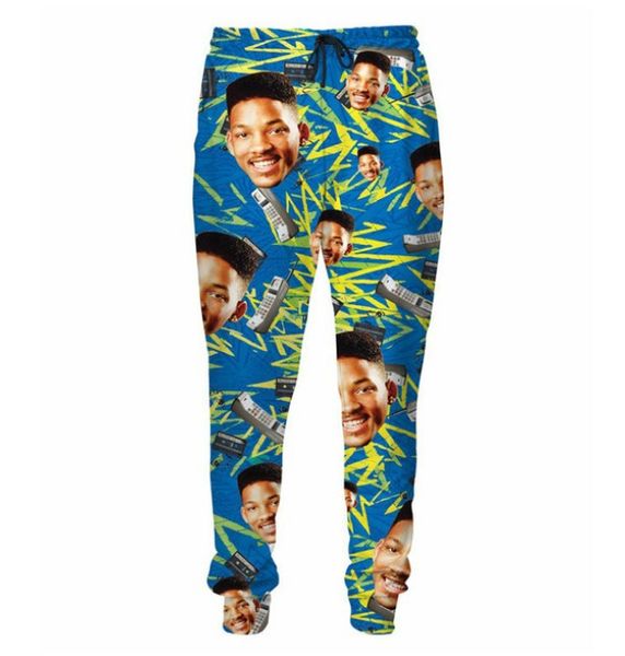 

summer style so fresh will smith prince sweatpants men/women hip hop fashion 3d printed trousers joggers casual pants ams017, Black