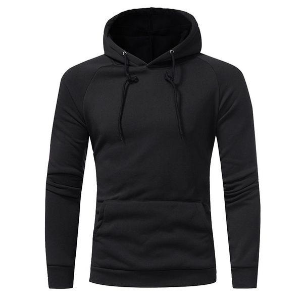 

2018 new men's brand solid color high collar hooded hoodie autumn and winter men pullover fashion casual long-sleeved sweatshirt, Black