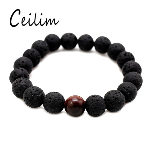 

design black lava stone jewelry lava rock beads charms stretch energy yoga gift romantic couple lover bracelets 2018
