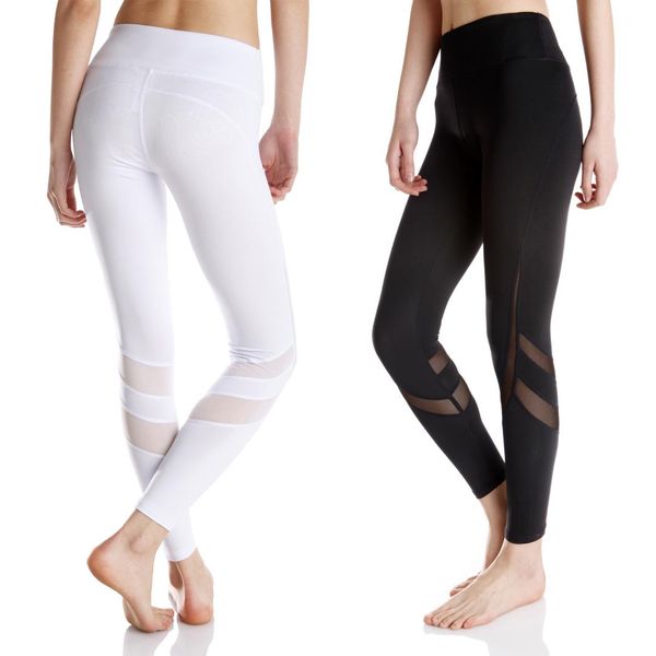 

fitness yoga sports leggings women tight mesh slim sport running gym female active trousers pants patchwork tights high waist, White;red