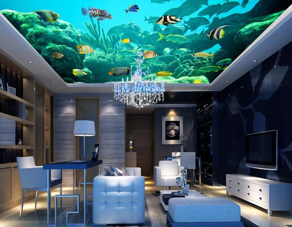 

3d стереоскопический обои счастливый морской рыбы дельфин 3d потолочные фрески окна фрески обои