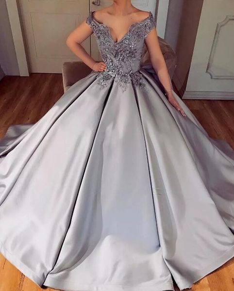 

silver elegant satin a line off shoulders prom dresses lace beaded long prom evening gowns pageant dresses, Black