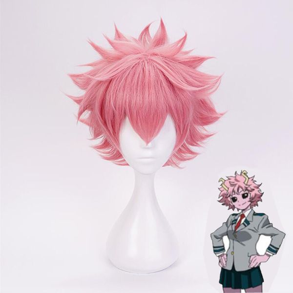 

boku no hero academia mina ashido wig cosplay costume my hero academia men women short synthetic hair party role play wigs, Black