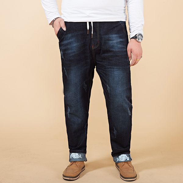 

mens vintage jeans 2018 male distressed denim harem pants trousers high quality brands mens fit denim pants plus size -7xl 8xl, Blue