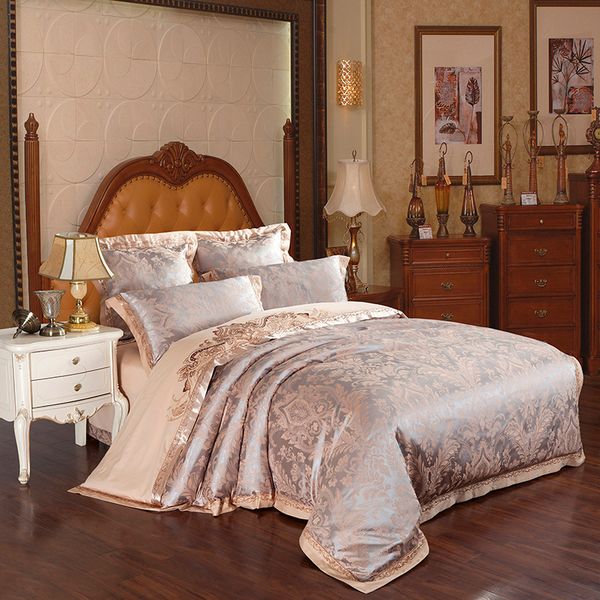 2018 Bohemian Paisley Golden Silver Duvet Cover Set Silk Cotton