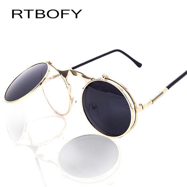 

rtbofy vintage steampunk sunglasses round designer steam punk metal women coating sunglasses retro circle sun glasses, White;black