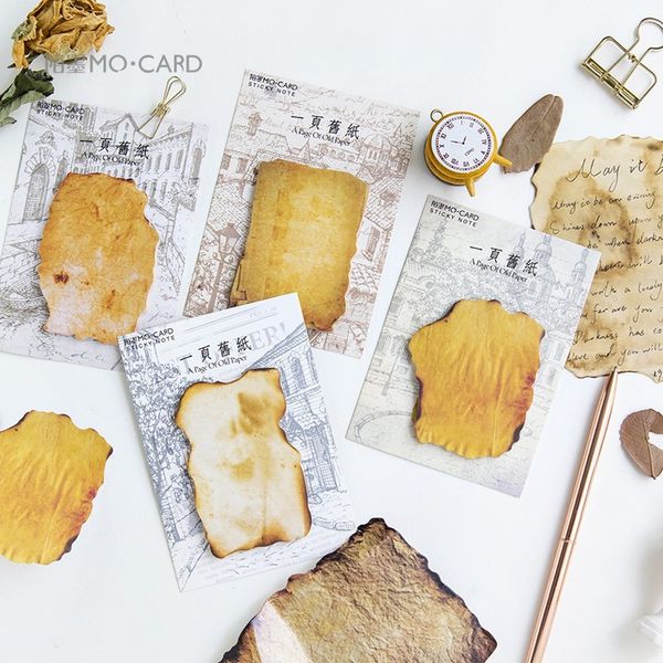 

30 pages/pack vintage one page of old paper burnt sticky notes agenda planner tool index sticky memos message notes scratch pad