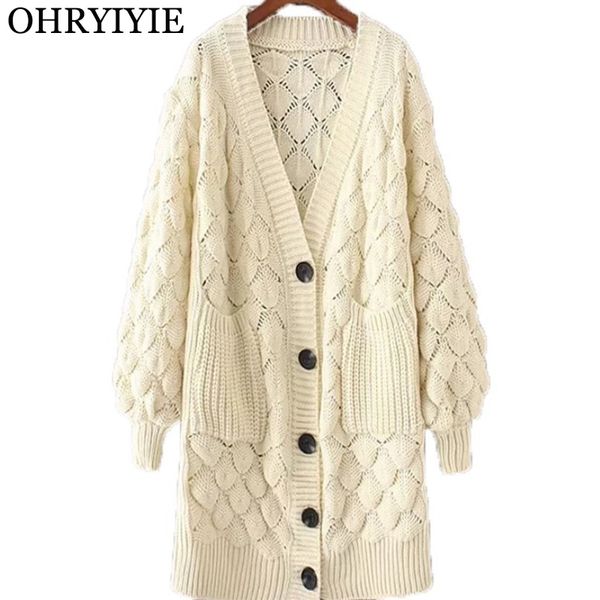 

ohryiyie autumn winter women long single-breasted knitted cardigans 2018 new ladies sweaters fashion long coat pull femme sw293, White;black