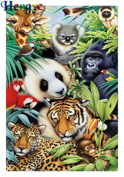 

rhinestone full square&round diamond embroidery animal tiger panda 5d diy diamond painting cross stitch kit home mosaic decor gift yx2176