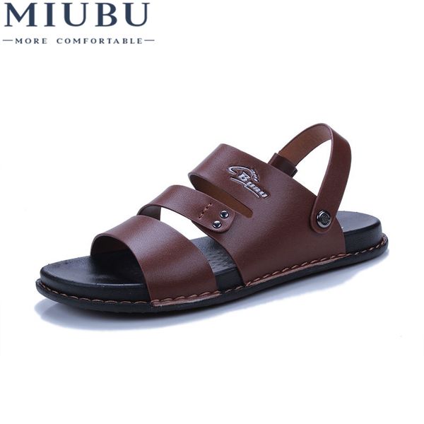 

2019 MIUBU Fashion Sandals Men Genuine Leather Summer Shoes High Quality Beach Footwear Men's Sandals